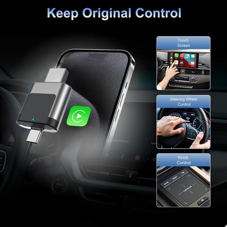 Adattatore per auto M28 da cablato a wireless 2 in 1 Type-C + USB Wireless CarPlay AI Box Android Auto, M28