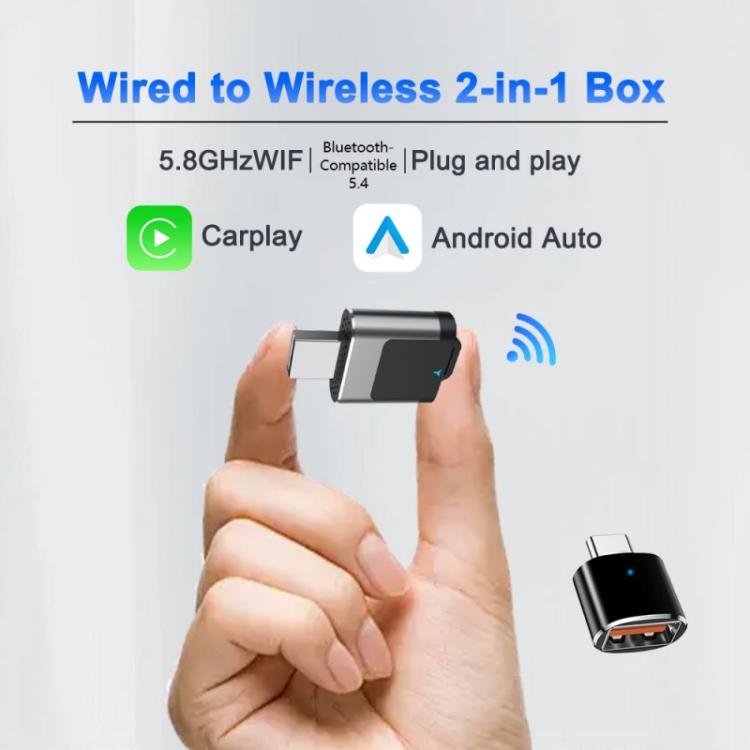 Adattatore per auto M29 Plug and Play Android Auto da cablato a wireless, box AI CarPlay wireless 2 in 1, M29