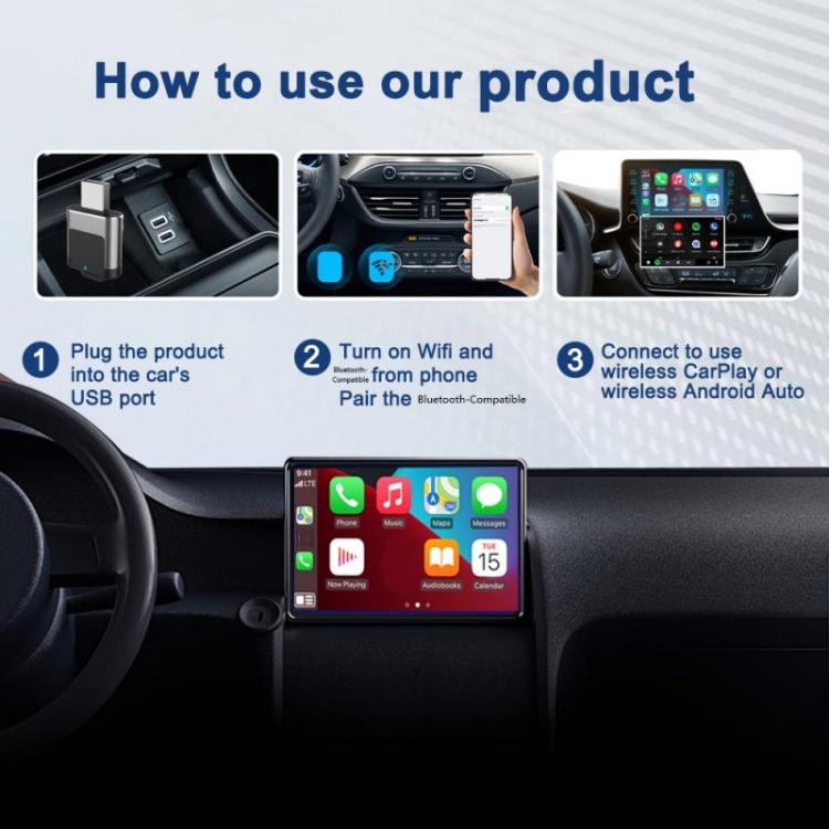 Adattatore per auto M29 Plug and Play Android Auto da cablato a wireless, box AI CarPlay wireless 2 in 1, M29