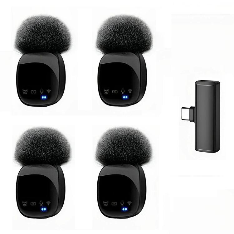 Microfono lavalier wireless 4 in 1 per smartphone e tablet