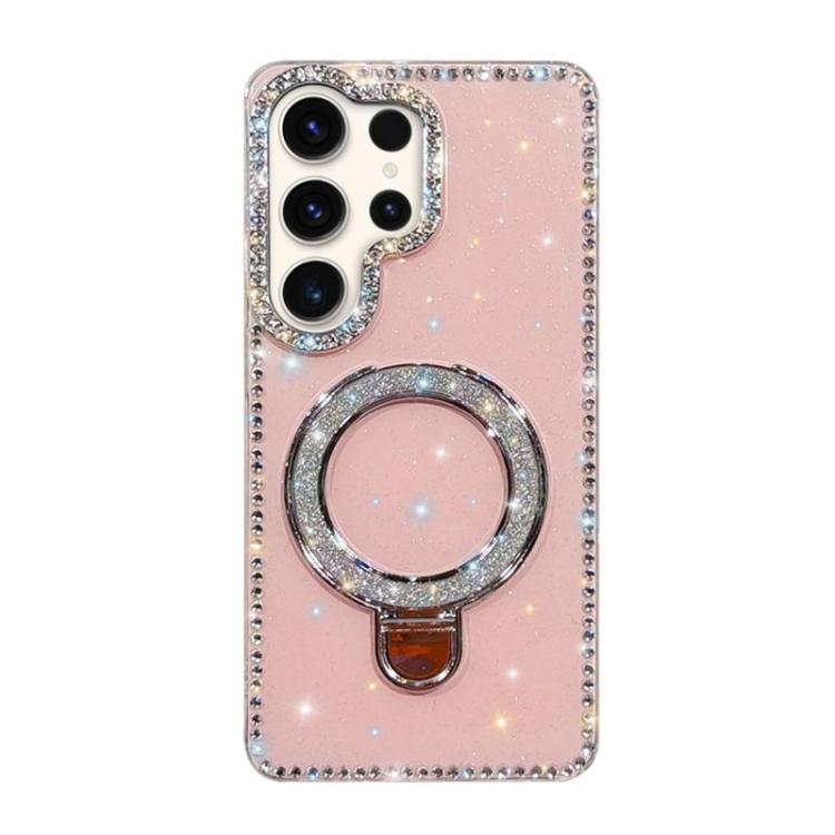 Custodia per telefono IMD a doppia faccia con supporto glitterato e strass, For Samsung Galaxy S23 Ultra 5G