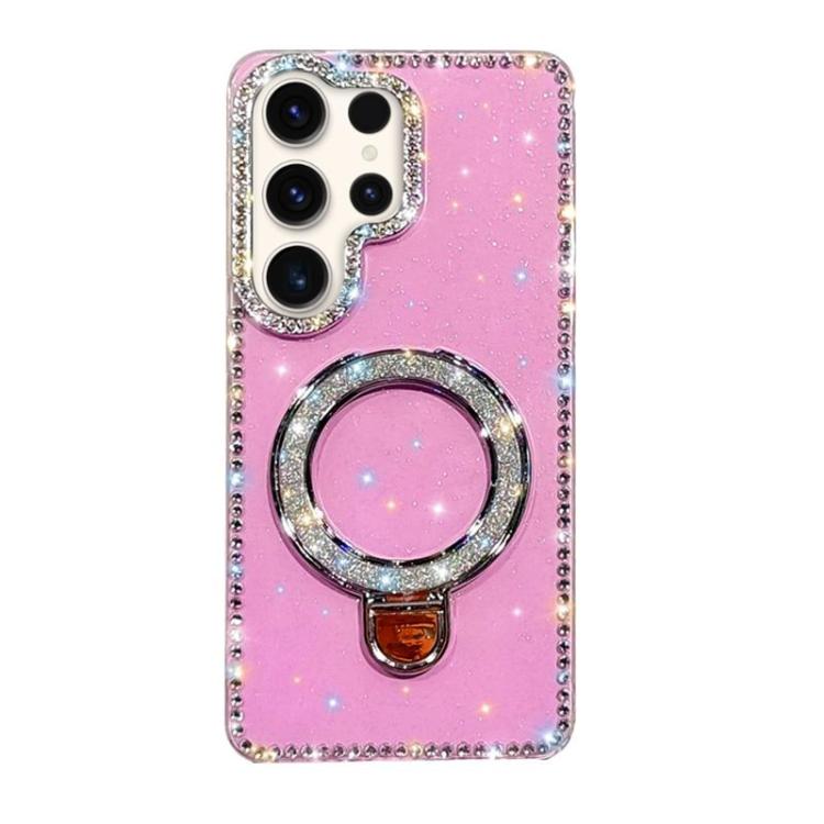 Custodia per telefono IMD a doppia faccia con supporto glitterato e strass, For Samsung Galaxy S23 Ultra 5G