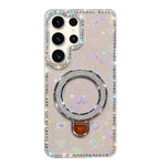Custodia per telefono IMD a doppia faccia con supporto glitterato e strass, For Samsung Galaxy S23 Ultra 5G