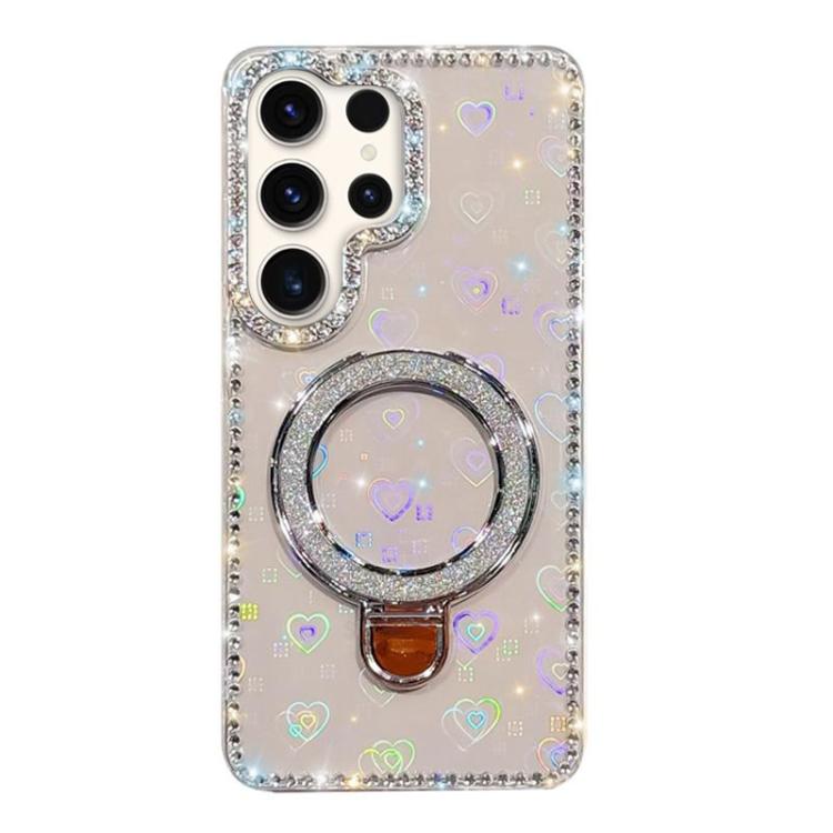 Custodia per telefono IMD a doppia faccia con supporto glitterato e strass, For Samsung Galaxy S23 Ultra 5G