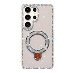 Custodia per telefono IMD a doppia faccia con supporto glitterato e strass, For Samsung Galaxy S23 Ultra 5G