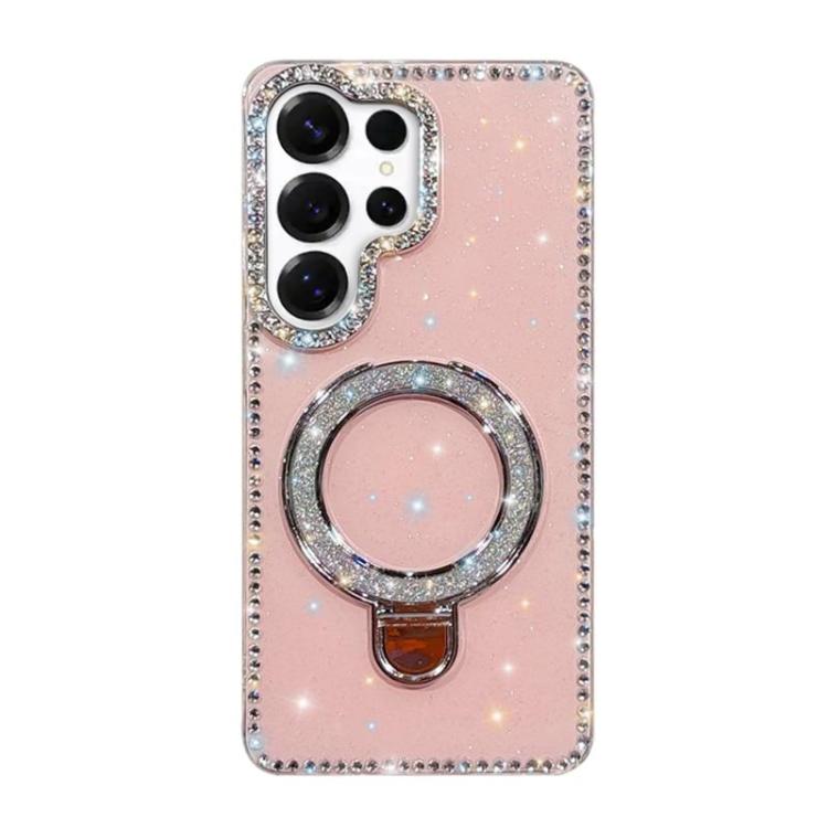 Custodia per telefono IMD a doppia faccia con supporto glitterato e strass, For Samsung Galaxy A35 5G, For Samsung Galaxy S24 Ultra 5G, For Samsung Galaxy S24+ 5G, For Samsung Galaxy S24 5G