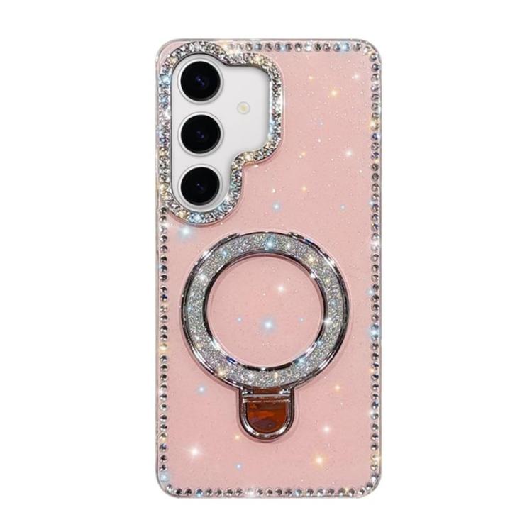 Custodia per telefono IMD a doppia faccia con supporto glitterato e strass, For Samsung Galaxy A16 5G, For Samsung Galaxy S24 FE 5G, For Samsung Galaxy A15 5G, For Samsung Galaxy A55 5G