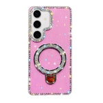 Custodia per telefono IMD a doppia faccia con supporto glitterato e strass, For Samsung Galaxy A16 5G, For Samsung Galaxy S24 FE 5G, For Samsung Galaxy A15 5G, For Samsung Galaxy A55 5G