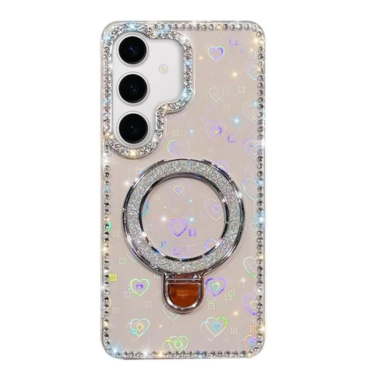 Custodia per telefono IMD a doppia faccia con supporto glitterato e strass, For Samsung Galaxy A16 5G, For Samsung Galaxy S24 FE 5G, For Samsung Galaxy A15 5G, For Samsung Galaxy A55 5G