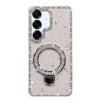 Custodia per telefono IMD a doppia faccia con supporto glitterato e strass, For Samsung Galaxy A36 5G, For Samsung Galaxy S25 5G, For Samsung Galaxy S25+ 5G, For Samsung Galaxy S25 Ultra 5G