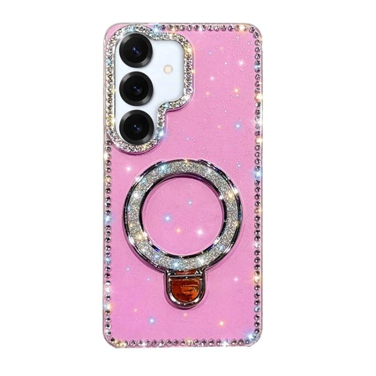 Custodia per telefono IMD a doppia faccia con supporto glitterato e strass, For Samsung Galaxy A36 5G, For Samsung Galaxy S25 5G, For Samsung Galaxy S25+ 5G, For Samsung Galaxy S25 Ultra 5G