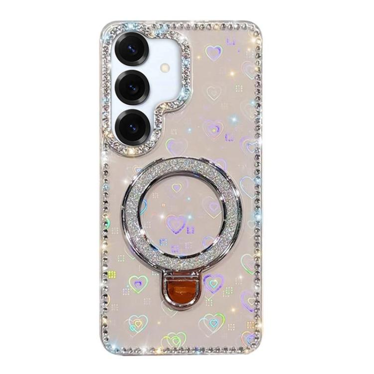 Custodia per telefono IMD a doppia faccia con supporto glitterato e strass, For Samsung Galaxy A36 5G, For Samsung Galaxy S25 5G, For Samsung Galaxy S25+ 5G, For Samsung Galaxy S25 Ultra 5G