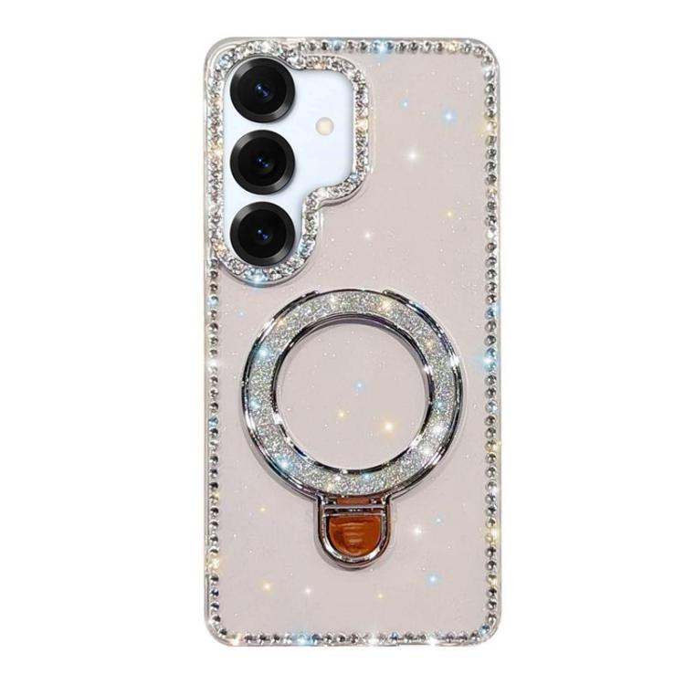 Custodia per telefono IMD a doppia faccia con supporto glitterato e strass, For Samsung Galaxy A36 5G, For Samsung Galaxy S25 5G, For Samsung Galaxy S25+ 5G, For Samsung Galaxy S25 Ultra 5G