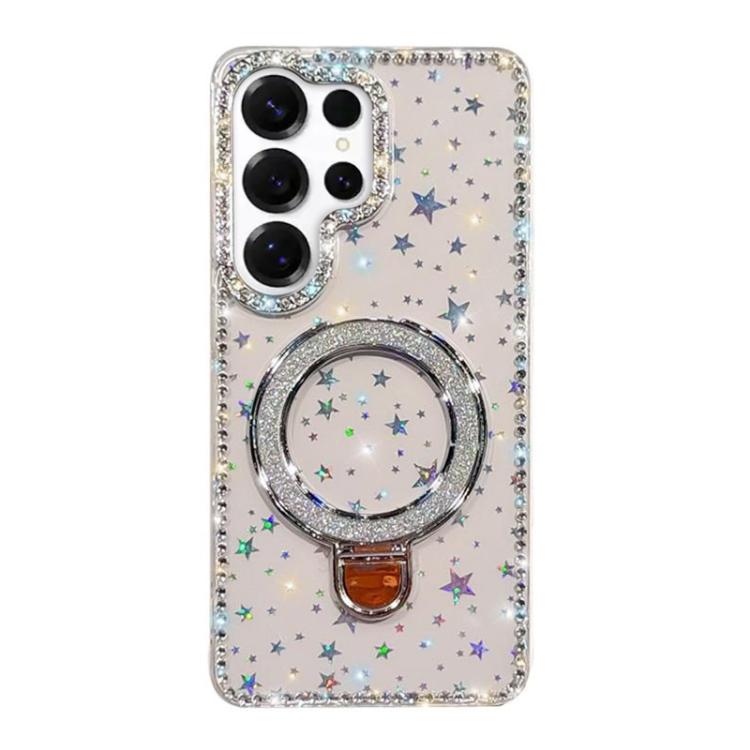 Custodia per telefono IMD a doppia faccia con supporto glitterato e strass, For Samsung Galaxy A36 5G, For Samsung Galaxy S25 5G, For Samsung Galaxy S25+ 5G, For Samsung Galaxy S25 Ultra 5G