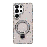 Custodia per telefono IMD a doppia faccia con supporto glitterato e strass, For Samsung Galaxy A36 5G, For Samsung Galaxy S25 5G, For Samsung Galaxy S25+ 5G, For Samsung Galaxy S25 Ultra 5G
