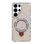 Custodia per telefono IMD a doppia faccia con supporto glitterato e strass, For Samsung Galaxy A36 5G, For Samsung Galaxy S25 5G, For Samsung Galaxy S25+ 5G, For Samsung Galaxy S25 Ultra 5G