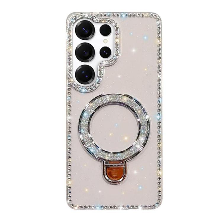 Custodia per telefono IMD a doppia faccia con supporto glitterato e strass, For Samsung Galaxy A36 5G, For Samsung Galaxy S25 5G, For Samsung Galaxy S25+ 5G, For Samsung Galaxy S25 Ultra 5G