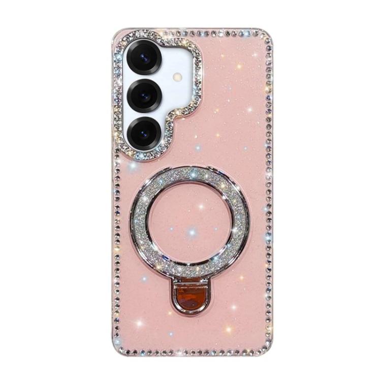Custodia per telefono IMD a doppia faccia con supporto glitterato e strass, For Samsung Galaxy S26+ 5G, For Samsung Galaxy S26 Ultra 5G, For Samsung Galaxy S26 5G, For Samsung Galaxy S25 FE  5G