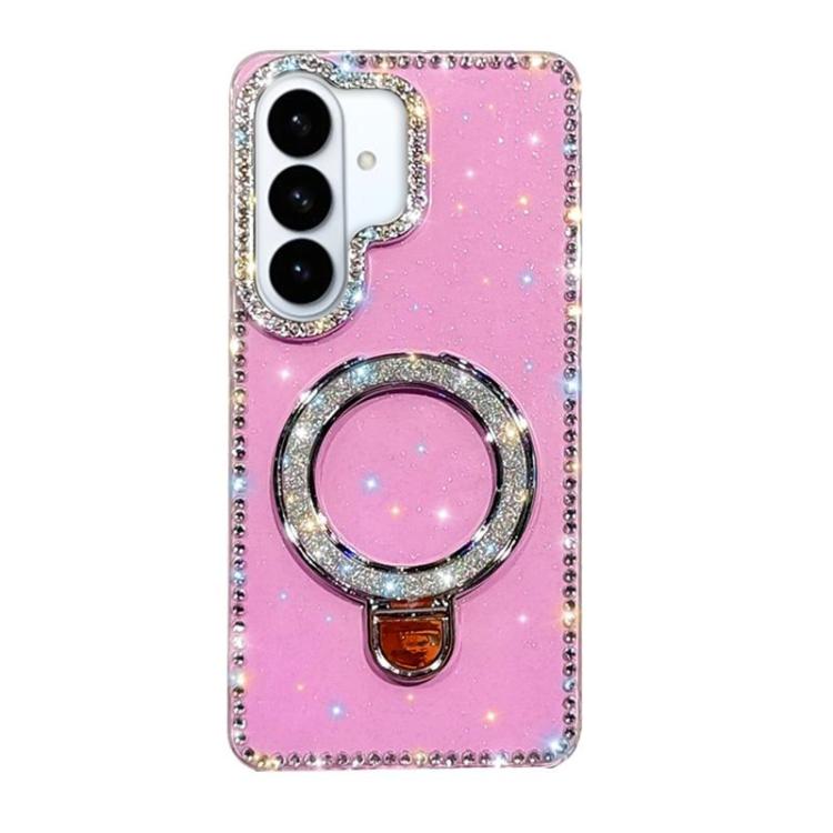 Custodia per telefono IMD a doppia faccia con supporto glitterato e strass, For Samsung Galaxy S26+ 5G, For Samsung Galaxy S26 Ultra 5G, For Samsung Galaxy S26 5G, For Samsung Galaxy S25 FE  5G