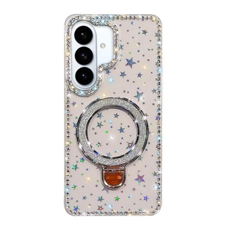 Custodia per telefono IMD a doppia faccia con supporto glitterato e strass, For Samsung Galaxy S26+ 5G, For Samsung Galaxy S26 Ultra 5G, For Samsung Galaxy S26 5G, For Samsung Galaxy S25 FE  5G