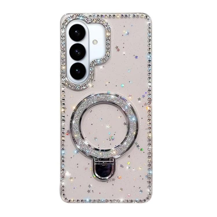 Custodia per telefono IMD a doppia faccia con supporto glitterato e strass, For Samsung Galaxy S26+ 5G, For Samsung Galaxy S26 Ultra 5G, For Samsung Galaxy S26 5G, For Samsung Galaxy S25 FE  5G