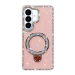 Custodia per telefono IMD a doppia faccia con supporto glitterato e strass, For Samsung Galaxy S26+ 5G, For Samsung Galaxy S26 Ultra 5G, For Samsung Galaxy S26 5G, For Samsung Galaxy S25 FE  5G