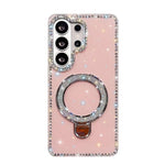 Custodia per telefono IMD a doppia faccia con supporto glitterato e strass, For Samsung Galaxy S26+ 5G, For Samsung Galaxy S26 Ultra 5G, For Samsung Galaxy S26 5G, For Samsung Galaxy S25 FE  5G