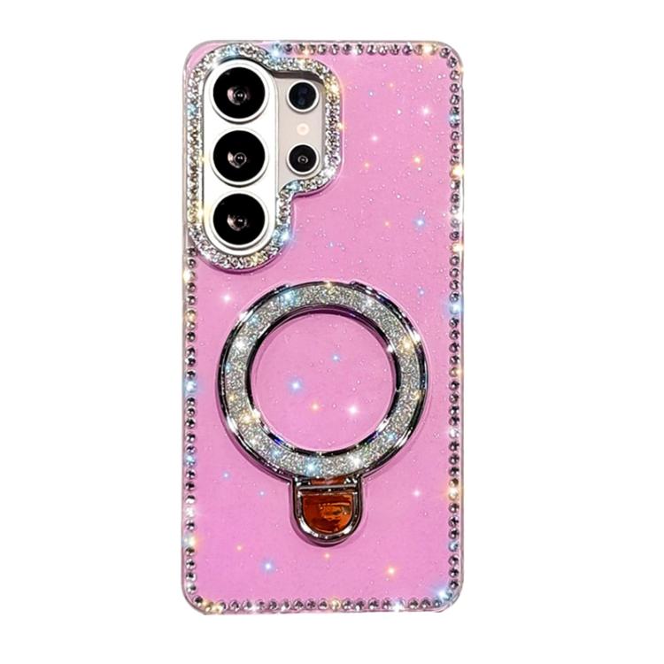 Custodia per telefono IMD a doppia faccia con supporto glitterato e strass, For Samsung Galaxy S26+ 5G, For Samsung Galaxy S26 Ultra 5G, For Samsung Galaxy S26 5G, For Samsung Galaxy S25 FE  5G