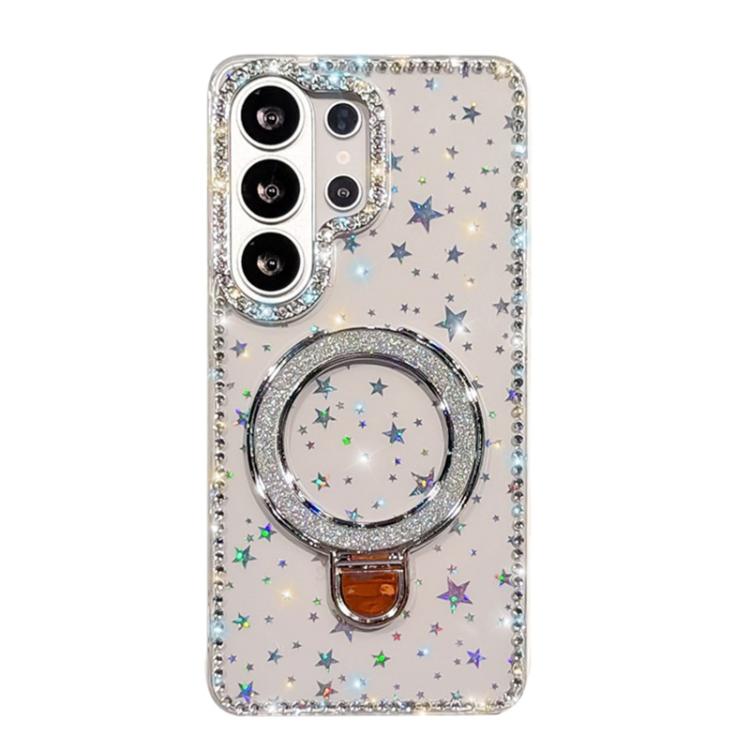 Custodia per telefono IMD a doppia faccia con supporto glitterato e strass, For Samsung Galaxy S26+ 5G, For Samsung Galaxy S26 Ultra 5G, For Samsung Galaxy S26 5G, For Samsung Galaxy S25 FE  5G