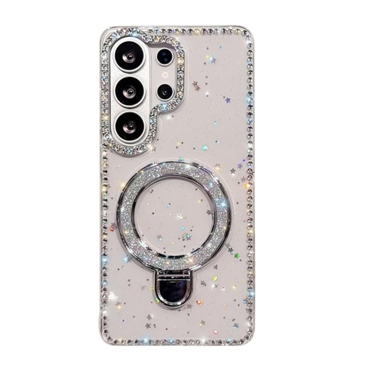 Custodia per telefono IMD a doppia faccia con supporto glitterato e strass, For Samsung Galaxy S26+ 5G, For Samsung Galaxy S26 Ultra 5G, For Samsung Galaxy S26 5G, For Samsung Galaxy S25 FE  5G