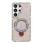 Custodia per telefono IMD a doppia faccia con supporto glitterato e strass, For Samsung Galaxy S26+ 5G, For Samsung Galaxy S26 Ultra 5G, For Samsung Galaxy S26 5G, For Samsung Galaxy S25 FE  5G