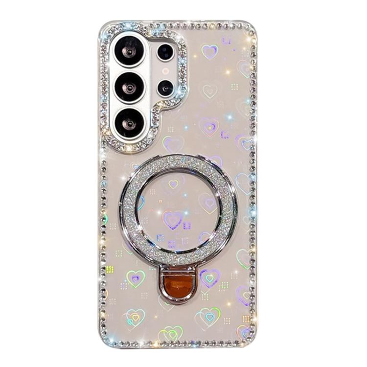 Custodia per telefono IMD a doppia faccia con supporto glitterato e strass, For Samsung Galaxy S26+ 5G, For Samsung Galaxy S26 Ultra 5G, For Samsung Galaxy S26 5G, For Samsung Galaxy S25 FE  5G