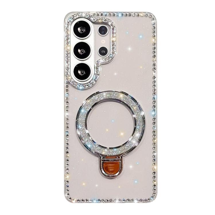 Custodia per telefono IMD a doppia faccia con supporto glitterato e strass, For Samsung Galaxy S26+ 5G, For Samsung Galaxy S26 Ultra 5G, For Samsung Galaxy S26 5G, For Samsung Galaxy S25 FE  5G