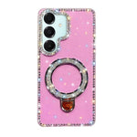 Custodia per telefono IMD a doppia faccia con supporto glitterato e strass, For Samsung Galaxy A07, For Samsung Galaxy A17 5G, For Samsung Galaxy A56 5G, For Samsung Galaxy A26 5G