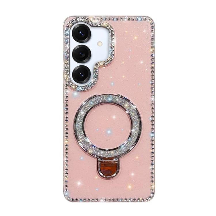 Custodia per telefono IMD a doppia faccia con supporto glitterato e strass, For Samsung Galaxy A16 5G, For Samsung Galaxy S24 FE 5G, For Samsung Galaxy A15 5G, For Samsung Galaxy A55 5G