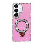 Custodia per telefono IMD a doppia faccia con supporto glitterato e strass, For Samsung Galaxy A16 5G, For Samsung Galaxy S24 FE 5G, For Samsung Galaxy A15 5G, For Samsung Galaxy A55 5G