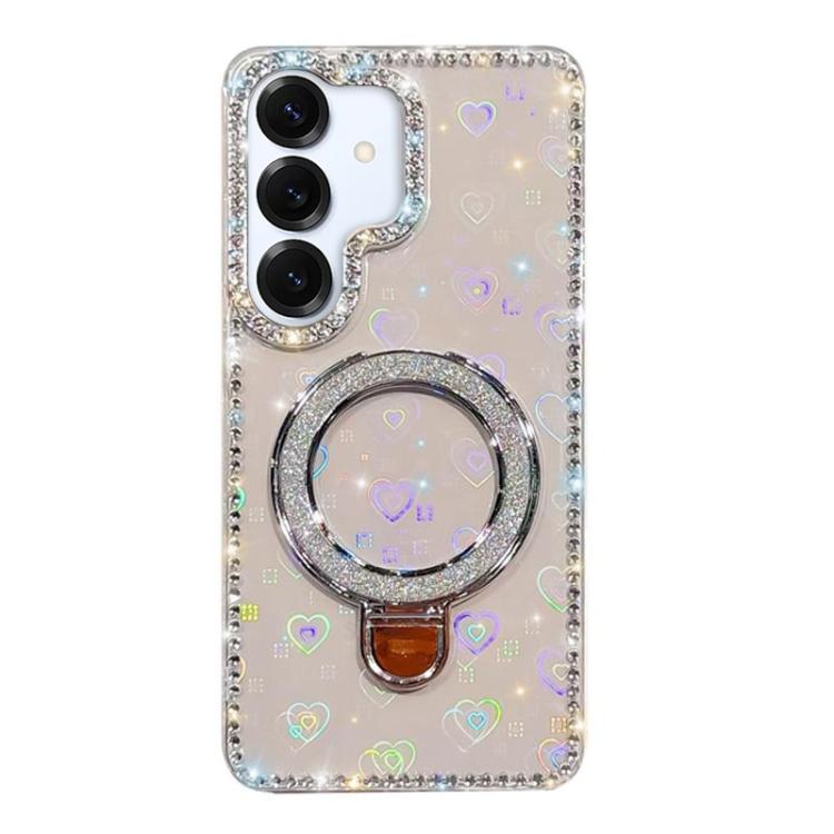 Custodia per telefono IMD a doppia faccia con supporto glitterato e strass, For Samsung Galaxy A16 5G, For Samsung Galaxy S24 FE 5G, For Samsung Galaxy A15 5G, For Samsung Galaxy A55 5G