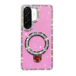 Custodia per telefono IMD a doppia faccia con supporto glitterato e strass, For Samsung Galaxy A07, For Samsung Galaxy A17 5G, For Samsung Galaxy A56 5G, For Samsung Galaxy A26 5G