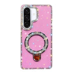 Custodia per telefono IMD a doppia faccia con supporto glitterato e strass, For Samsung Galaxy A36 5G, For Samsung Galaxy S25 5G, For Samsung Galaxy S25+ 5G, For Samsung Galaxy S25 Ultra 5G