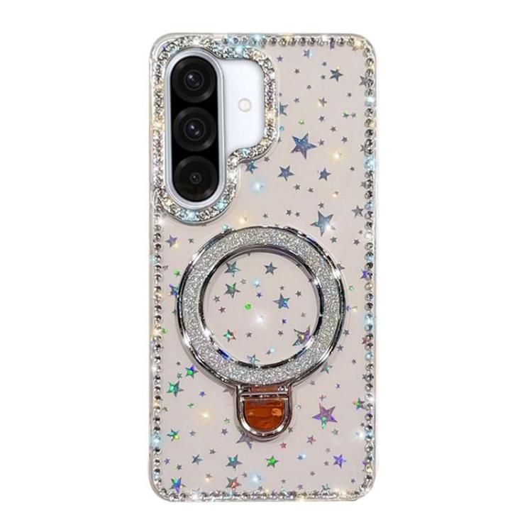 Custodia per telefono IMD a doppia faccia con supporto glitterato e strass, For Samsung Galaxy A36 5G, For Samsung Galaxy S25 5G, For Samsung Galaxy S25+ 5G, For Samsung Galaxy S25 Ultra 5G
