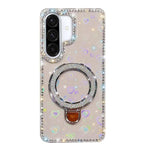 Custodia per telefono IMD a doppia faccia con supporto glitterato e strass, For Samsung Galaxy A36 5G, For Samsung Galaxy S25 5G, For Samsung Galaxy S25+ 5G, For Samsung Galaxy S25 Ultra 5G