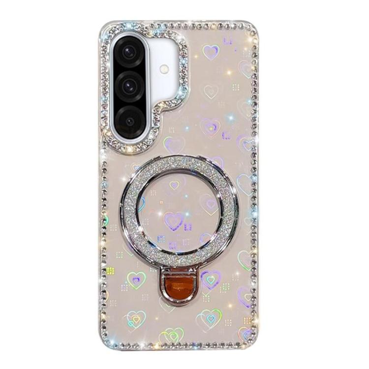 Custodia per telefono IMD a doppia faccia con supporto glitterato e strass, For Samsung Galaxy A36 5G, For Samsung Galaxy S25 5G, For Samsung Galaxy S25+ 5G, For Samsung Galaxy S25 Ultra 5G