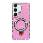 Custodia per telefono IMD a doppia faccia con supporto glitterato e strass, For Samsung Galaxy A07, For Samsung Galaxy A17 5G, For Samsung Galaxy A56 5G, For Samsung Galaxy A26 5G