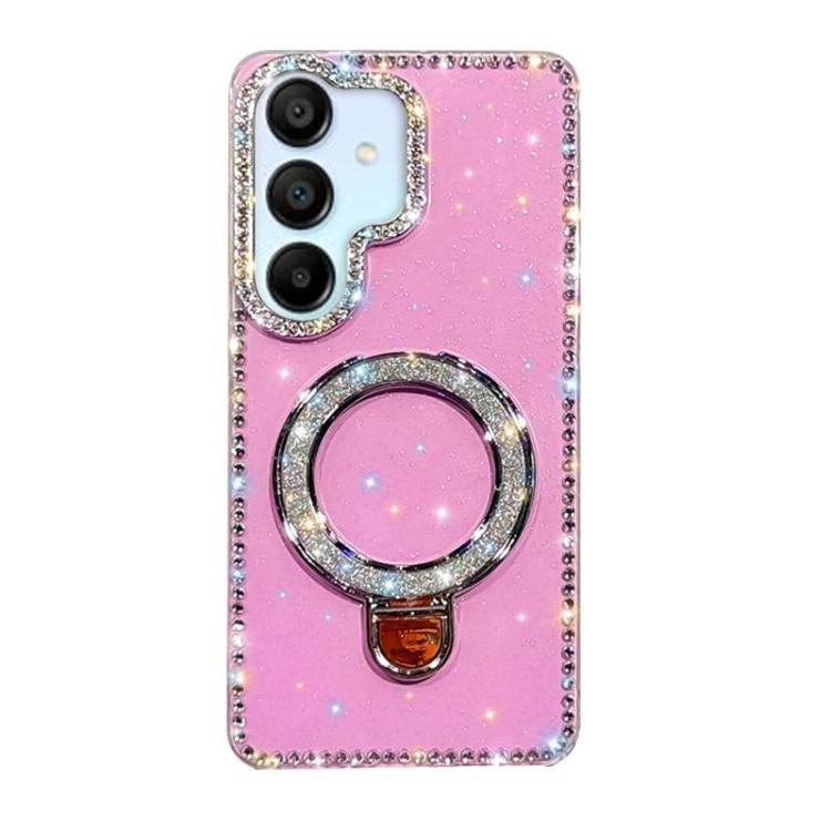 Custodia per telefono IMD a doppia faccia con supporto glitterato e strass, For Samsung Galaxy A16 5G, For Samsung Galaxy S24 FE 5G, For Samsung Galaxy A15 5G, For Samsung Galaxy A55 5G