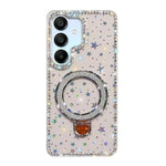 Custodia per telefono IMD a doppia faccia con supporto glitterato e strass, For Samsung Galaxy A16 5G, For Samsung Galaxy S24 FE 5G, For Samsung Galaxy A15 5G, For Samsung Galaxy A55 5G