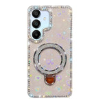 Custodia per telefono IMD a doppia faccia con supporto glitterato e strass, For Samsung Galaxy A16 5G, For Samsung Galaxy S24 FE 5G, For Samsung Galaxy A15 5G, For Samsung Galaxy A55 5G
