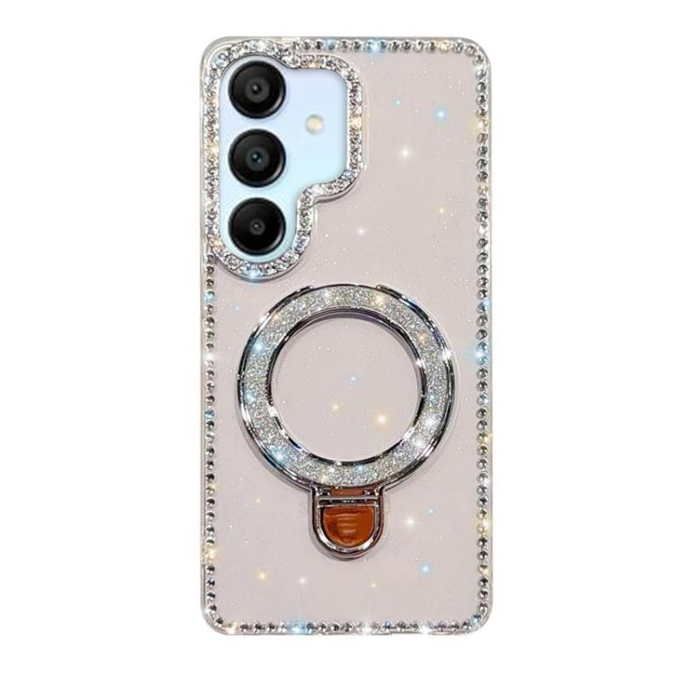 Custodia per telefono IMD a doppia faccia con supporto glitterato e strass, For Samsung Galaxy A16 5G, For Samsung Galaxy S24 FE 5G, For Samsung Galaxy A15 5G, For Samsung Galaxy A55 5G