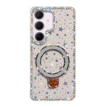 Custodia per telefono IMD a doppia faccia con supporto glitterato e strass, For Samsung Galaxy A35 5G, For Samsung Galaxy S24 Ultra 5G, For Samsung Galaxy S24+ 5G, For Samsung Galaxy S24 5G
