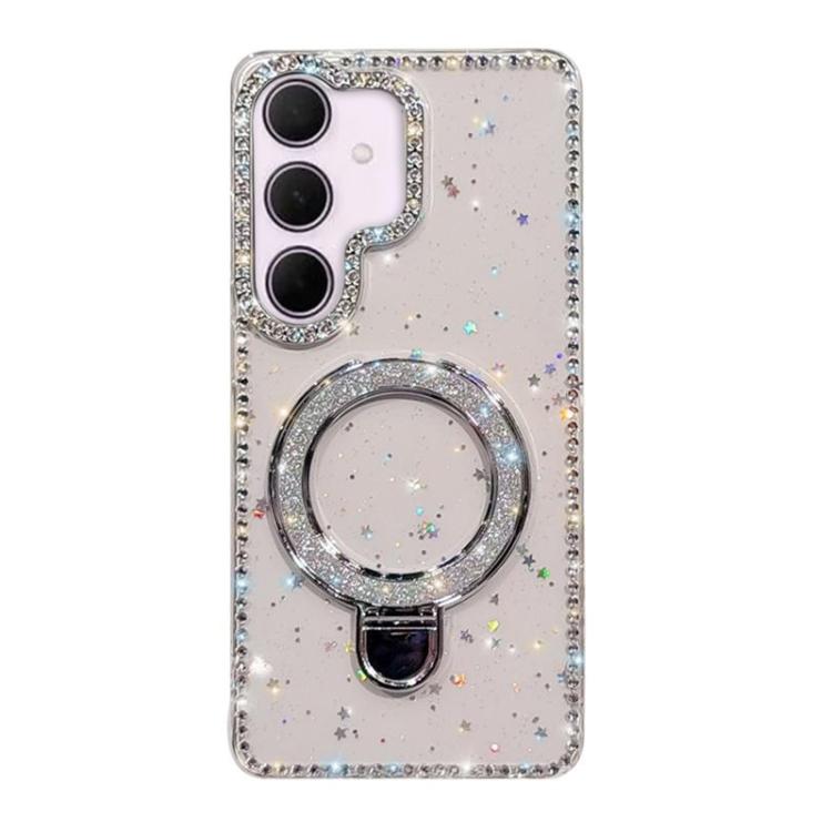 Custodia per telefono IMD a doppia faccia con supporto glitterato e strass, For Samsung Galaxy A35 5G, For Samsung Galaxy S24 Ultra 5G, For Samsung Galaxy S24+ 5G, For Samsung Galaxy S24 5G
