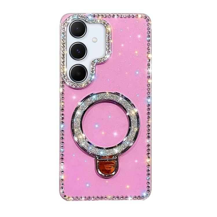 Custodia per telefono IMD a doppia faccia con supporto glitterato e strass, For Samsung Galaxy A16 5G, For Samsung Galaxy S24 FE 5G, For Samsung Galaxy A15 5G, For Samsung Galaxy A55 5G